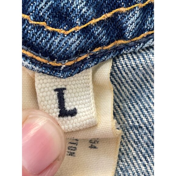 Ezra Fitch Full Zip Cropped Denim Jacket Size Large Medium Wash Retro Old School - Picture 5 of 7